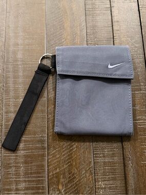 Nike Gray-Blue Wristlet Pouch with White Swoosh